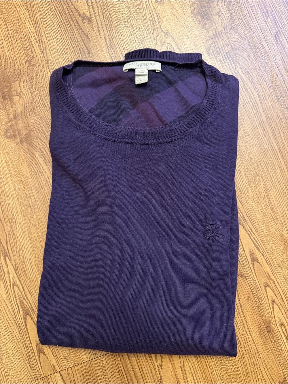 Burberry Men's Crewneck Sweater With Elbow Patches - Plum